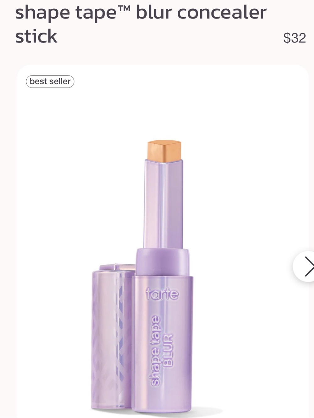 NWT Tarte Shape Tape Blur Concealer Stick in 27H Light-Medium Honey